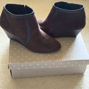 Laura Ashley Women's Brown Wedge Ankle Boots